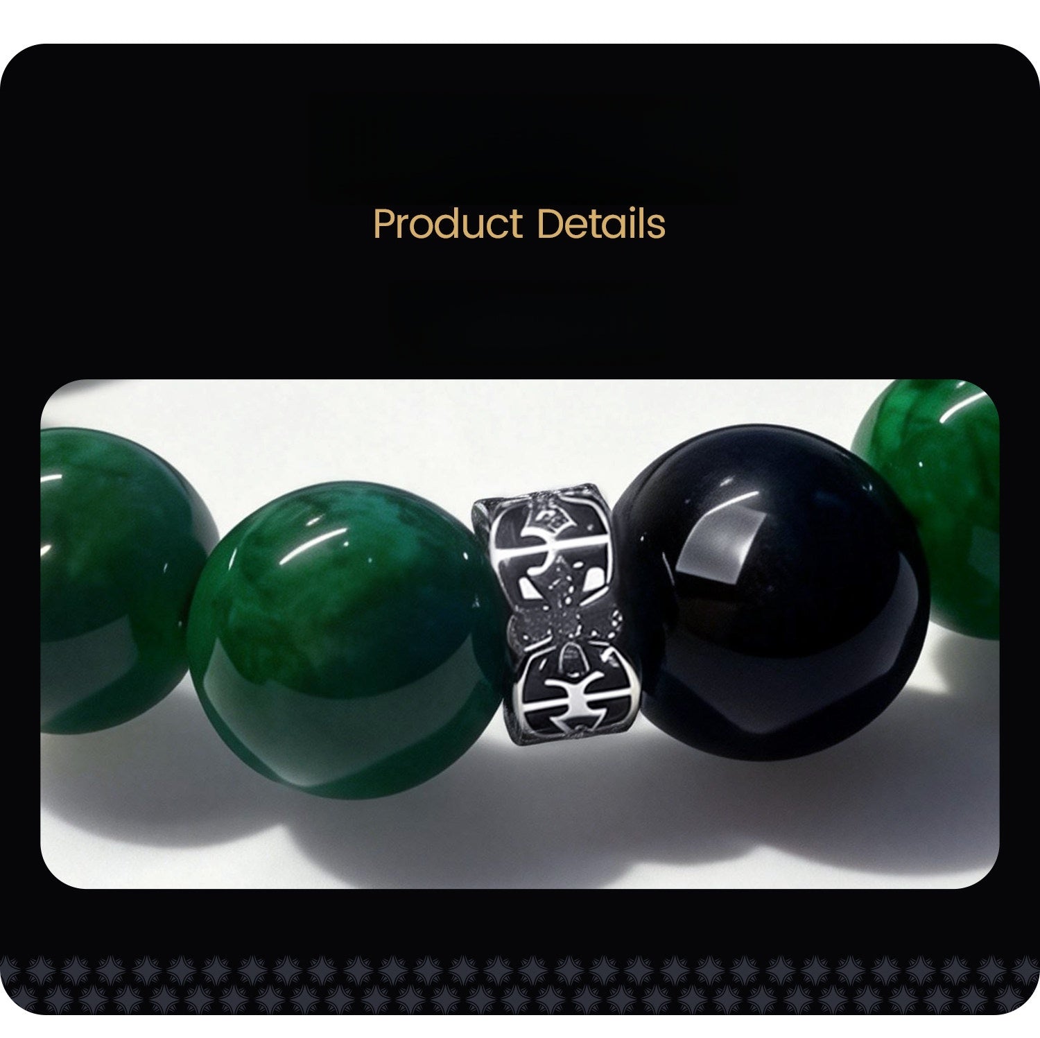 Cross Obsidian Bracelet - Green & Silver Wealth Charm CAA