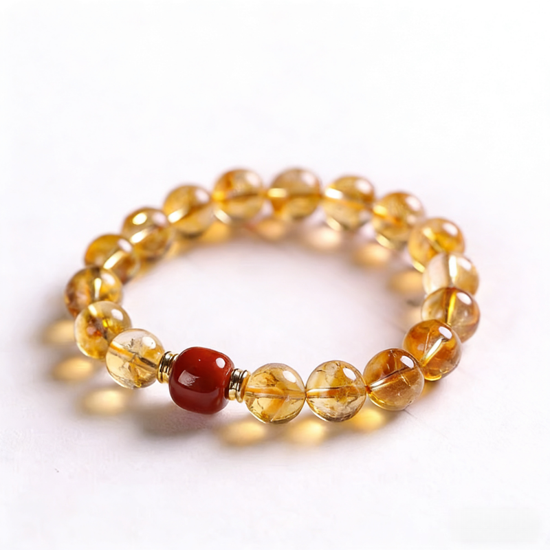 Golden Citrine & Nephrite Bracelet – Radiant Glow, New Chinese Style W01