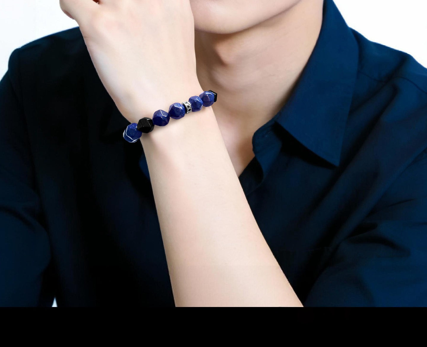 Black Obsidian & Lapis Lazuli Bracelet - Couple Bracelets SAA