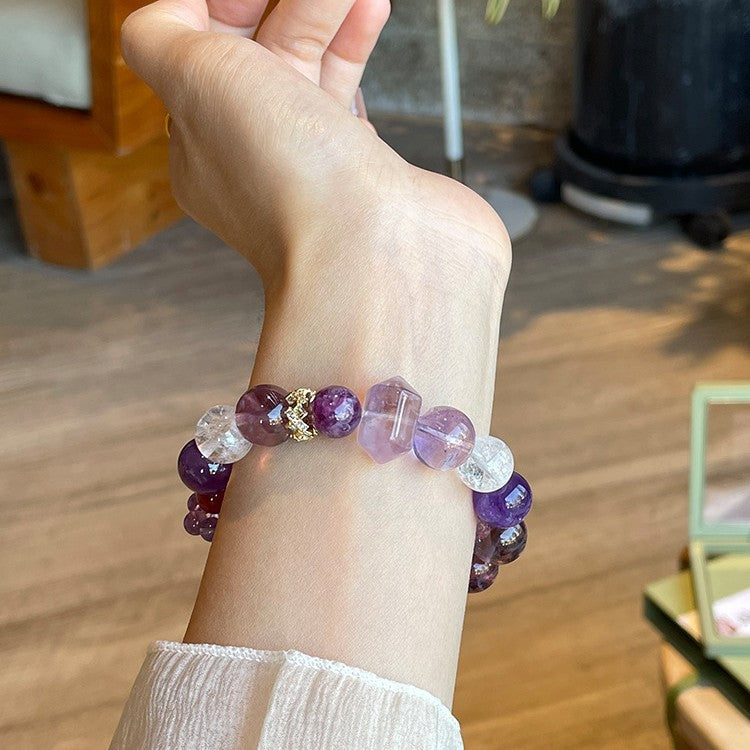 Nine Purple Fire Amethyst Bracelet& Amethyst Bracelet