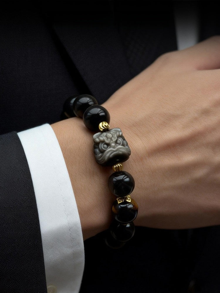 Natural Silver Obsidian & Tiger Eye | Wealth & Protection Charm WAA