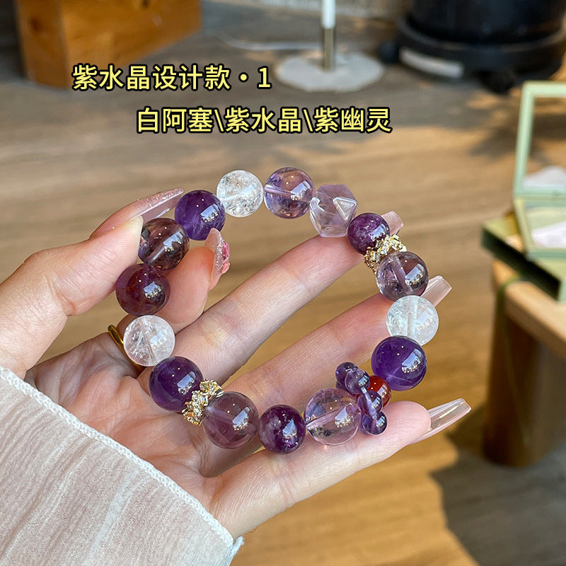 Nine Purple Fire Amethyst Bracelet& Amethyst Bracelet