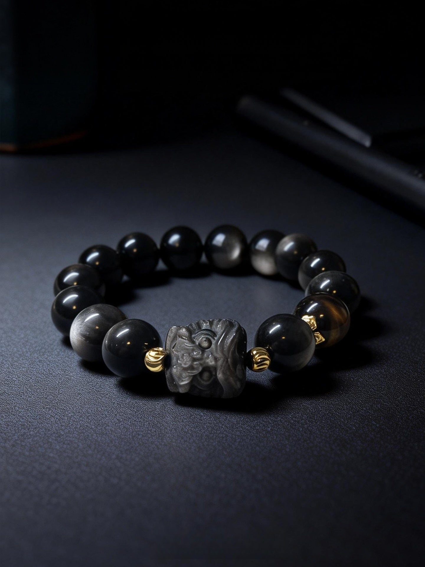 Natural Silver Obsidian & Tiger Eye | Wealth & Protection Charm WAA