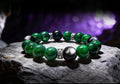 Cross Obsidian Bracelet - Green & Silver Wealth Charm CAA